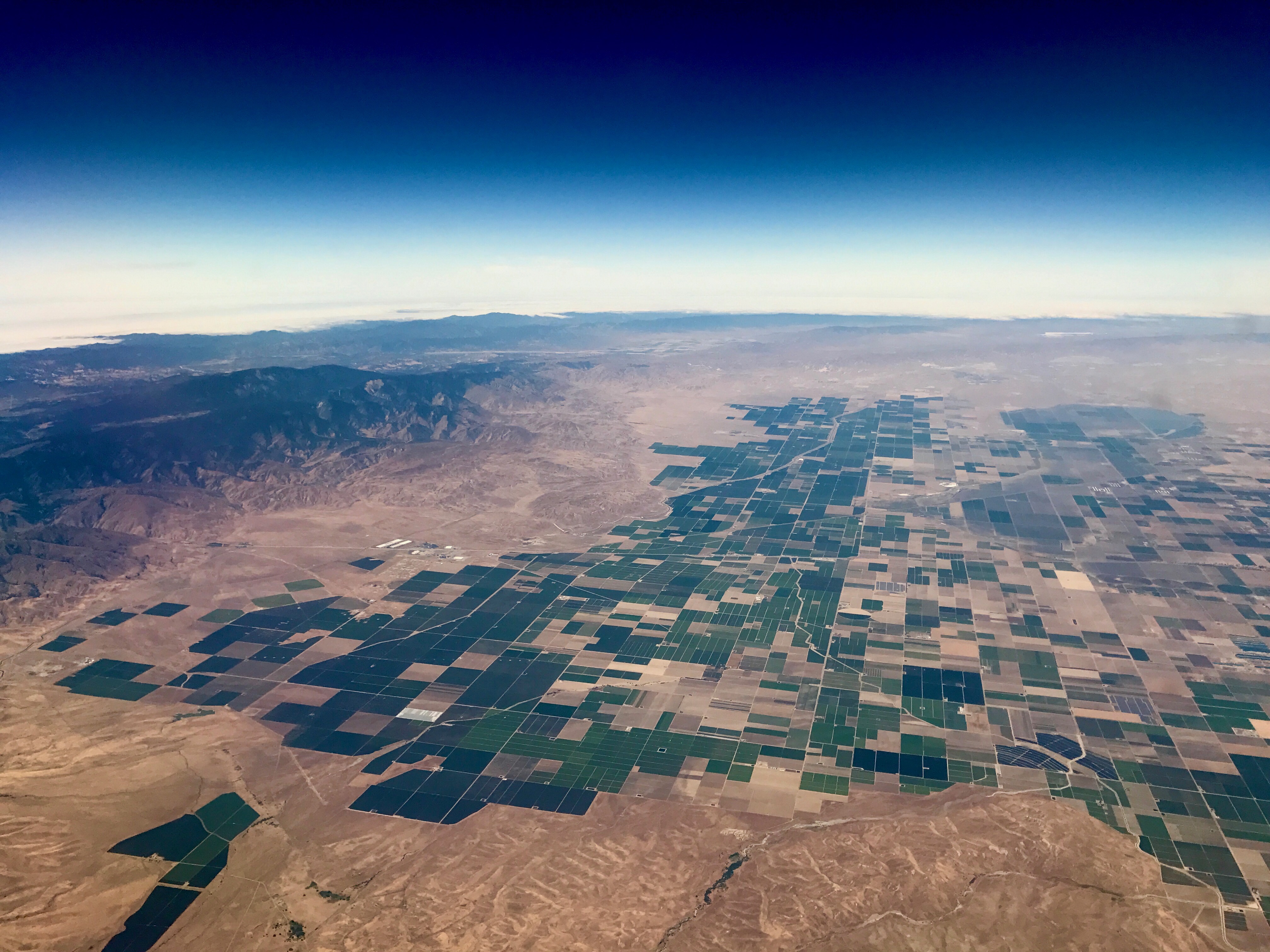 Aerial photograph of farmland in Kern County in 2017; geographic context for pesticide reporting.