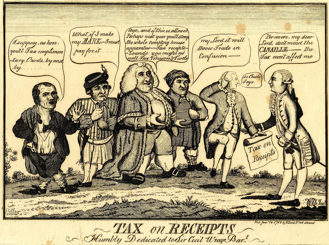 An eighteenth-century printed tax receipt held by the British Museum.