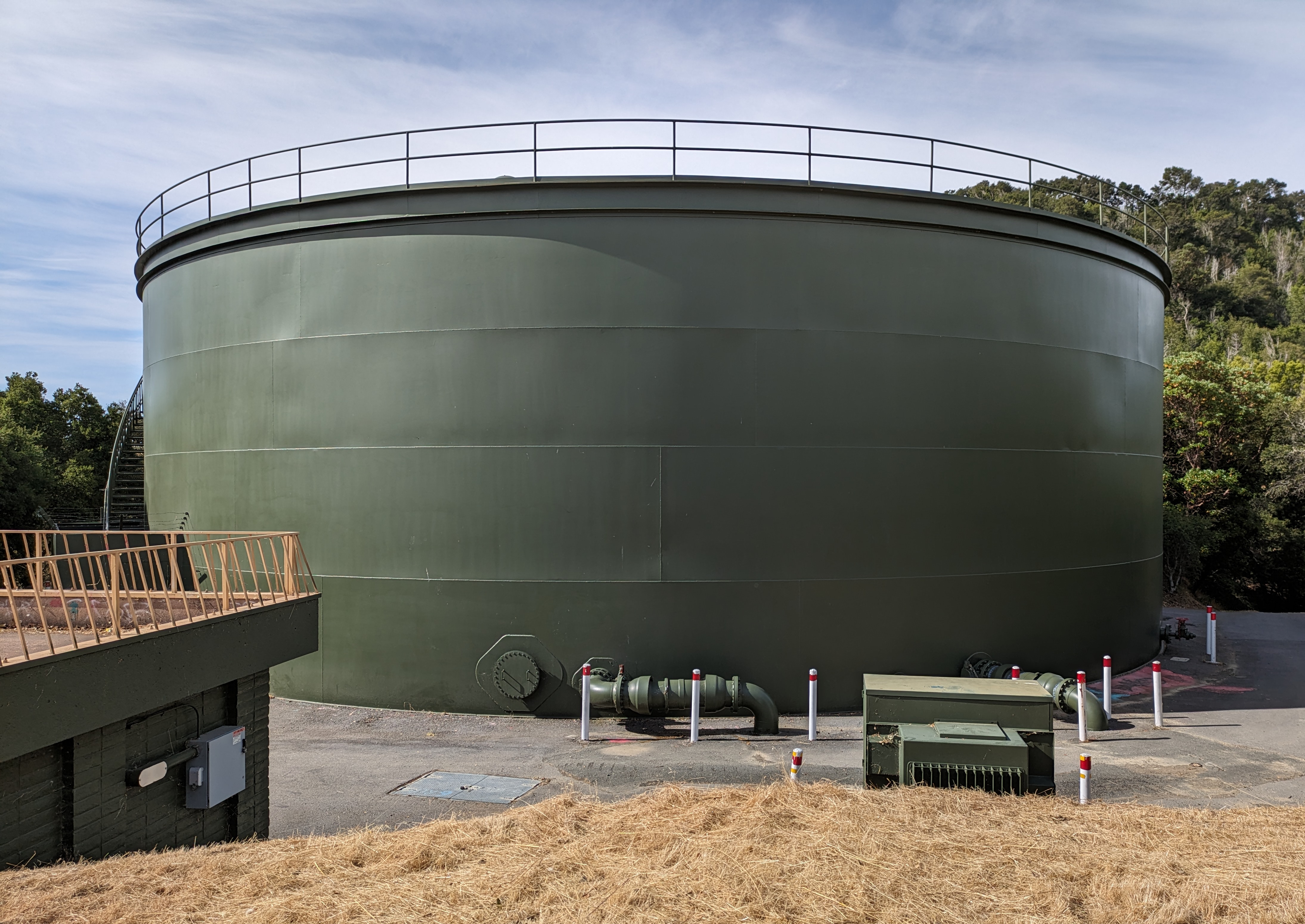 A Marin Municipal Water District tank in Lucas Valley, Marin County, California, June 8, 2024. Water-infrastructure context; not an Athal or Fuller Acres water-system facility.