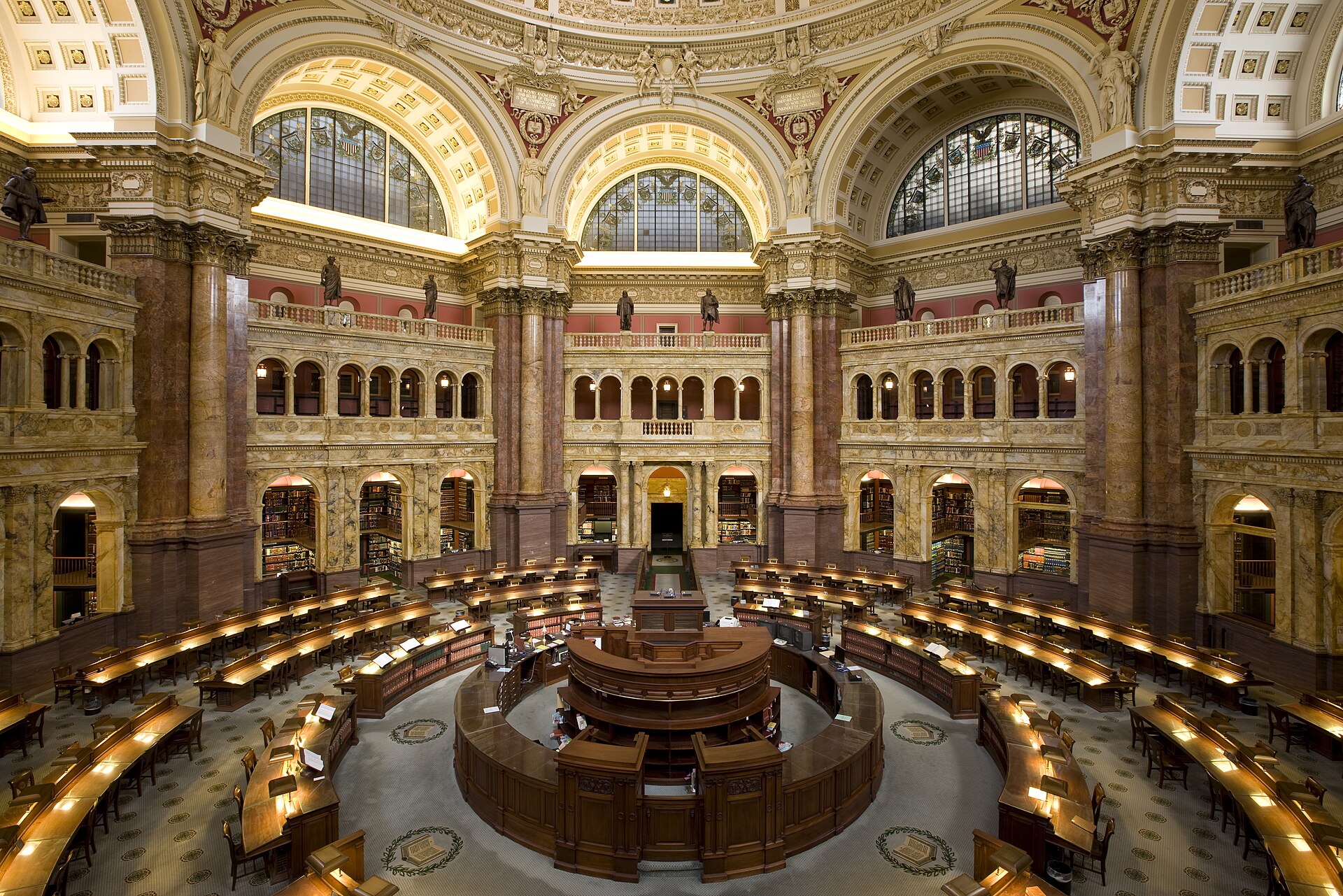 The Library of Congress Main Reading Room in the Thomas Jefferson Building, photographed in 2009.